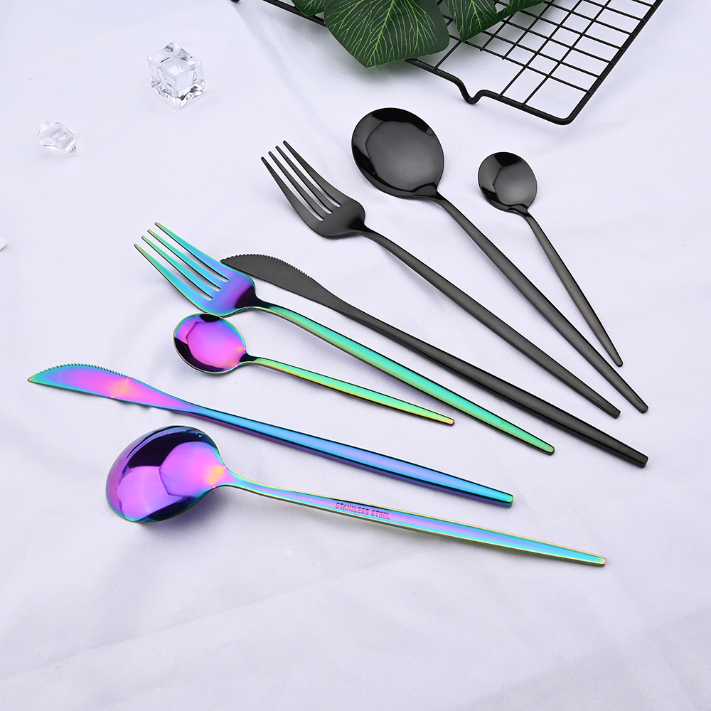 Commercial Kitchen Knife Set - 4pcs Gold Dinnerware Set Stainless Steel