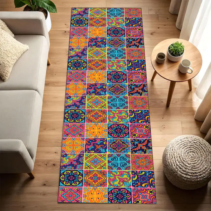 Commercial Kitchen Tile - Mexican Color Tile Print Long Runner