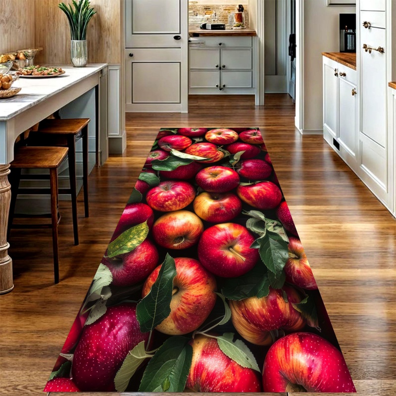 Commercial Kitchen Mats Anti Fatigue - Realistic Red Apple Fruit Print Long