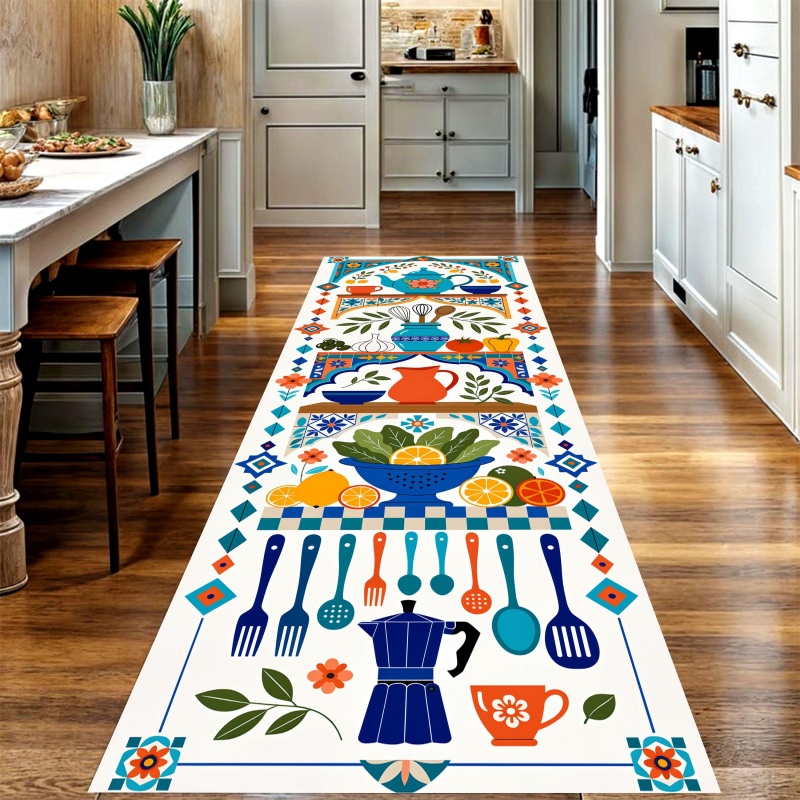 Commercial Kitchen Tile - Retro Kitchen Utensil Tile Long Floor