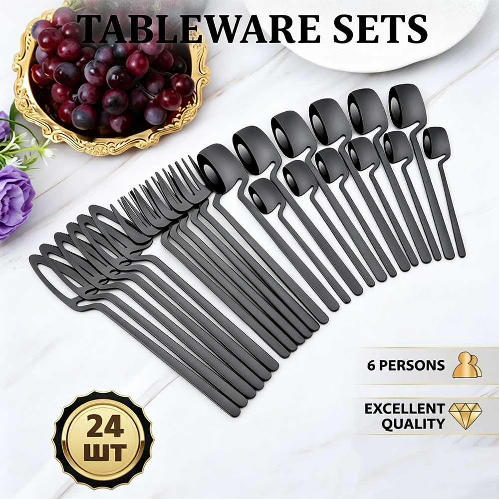 24Pcs Western Black Dinnerware – Commercial Kitchen Knife Set Bewertung und Preis