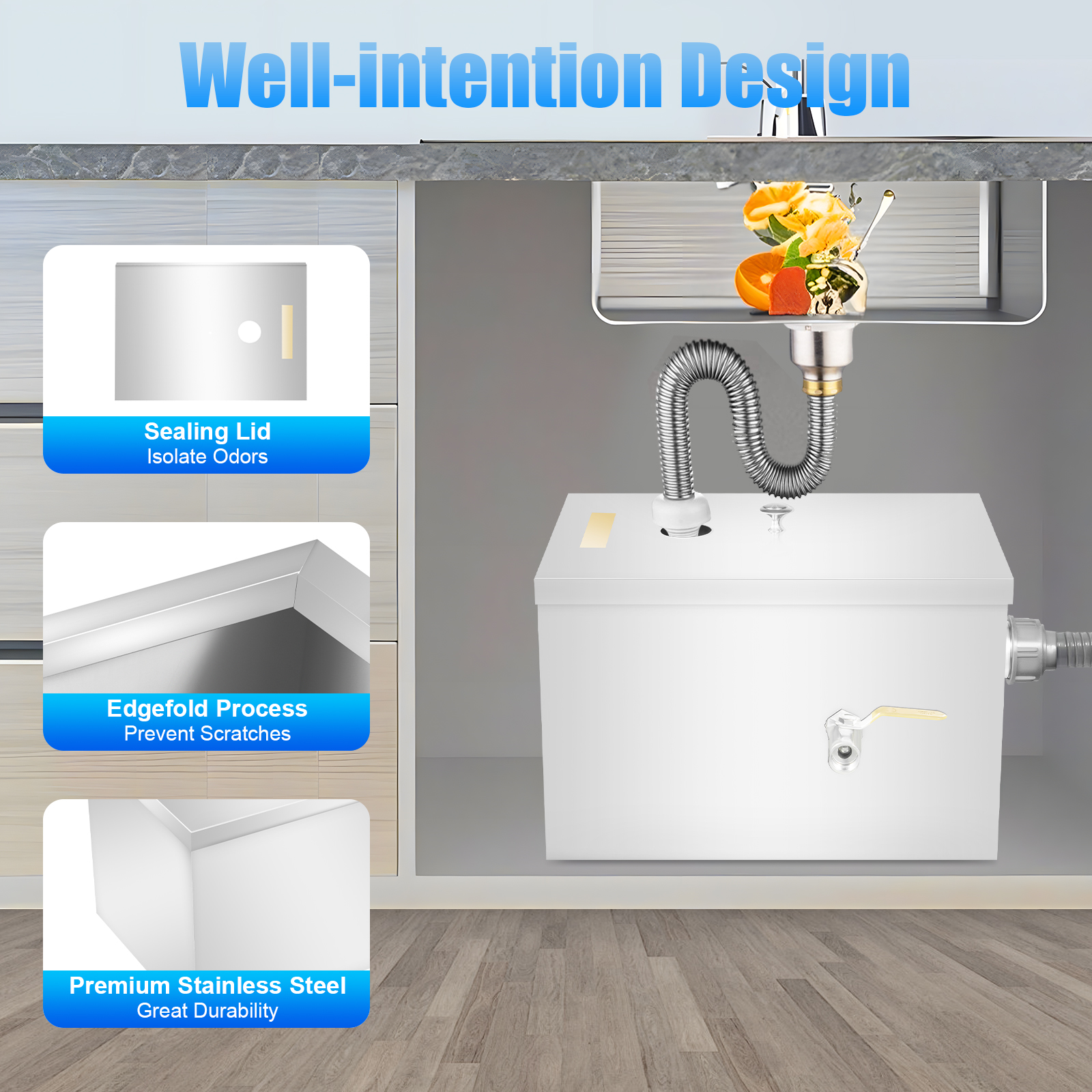 w/Drainage Pipe+Lid for Kitche – Commercial Kitchen Grease Interceptor Bewertung und Preis