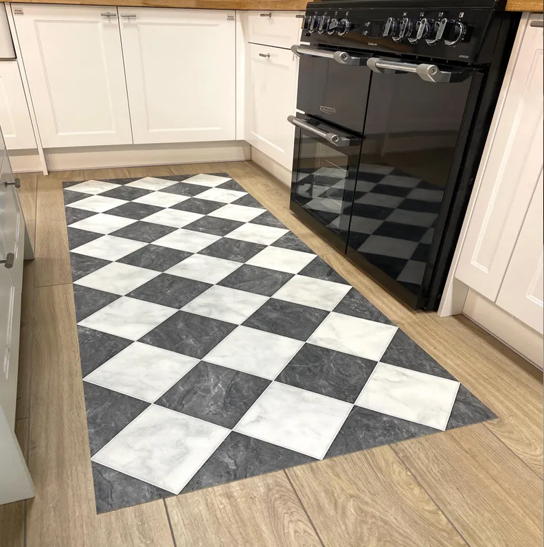 Checkerboard Vinyl Runner Rug  – Commercial Kitchen Tile Bewertung und Preis