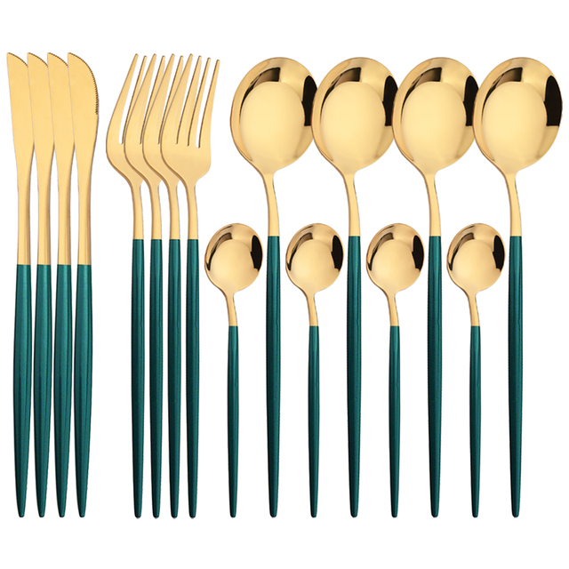 16Pcs Green Gold Dinnerware St – Commercial Kitchen Knife Set Bewertung und Preis